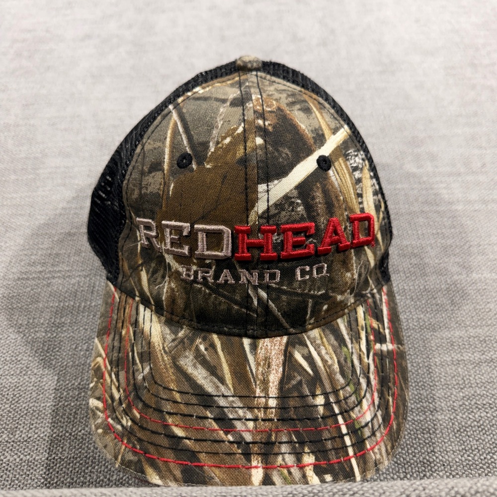 RedHead Trucker Hat Mens OSFM Camo Black Excellent Snapback Mesh Hunting Cap